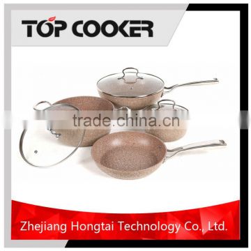 Forged aluminum non stick marble cookware set with Stainless steel handle