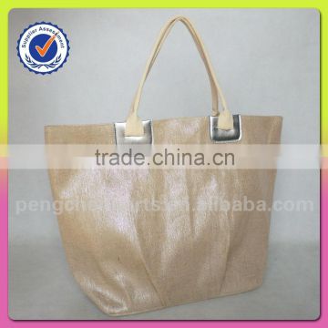 jute and cotton material shoulder tote bag