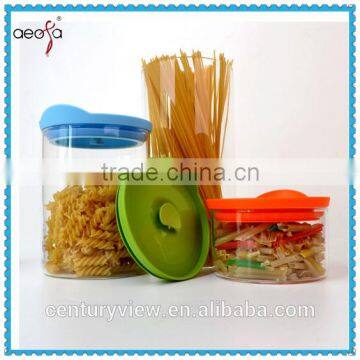 airtight glass jar with plastic lid