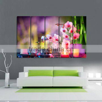 5 Panel framed candle feng shui decoration canvas painting art