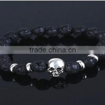 Lava Stone beads with Skull Bracelet : Wholesaler Manufacturer