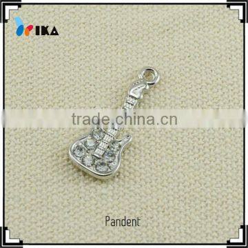 Cute Crystal metal violin style silver pendant