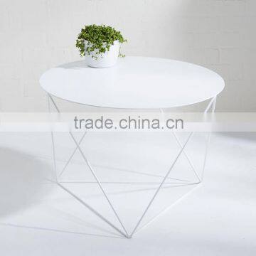 white Powder coated geometric steel base Octahedron Side Table