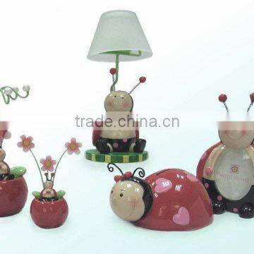 Polyresin ladybug lamp, polyresin beetle