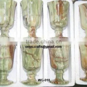 Multi Green Onyx Wine Glass set of 8