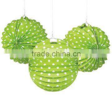 Green spots polka dots festive lantern paper hanging decoration lanterns