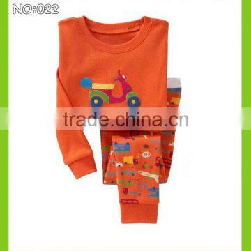 100% cotton car styling kids pajamas baby clothing set long sleeve funny pajamas girls children orange motorcycle sleepwear