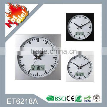 OLD FASHION DECORATIVE WALL CLOCK WITH ANALOG & LCD DUAL DISPLAY ET6218A