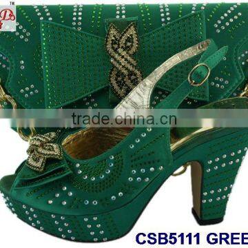 High Rough Heals Shoes and Bag Match Set With Stones Famous in European Style for Young Lady for Wedding /party photo-6