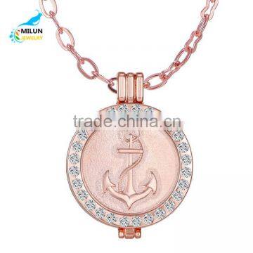 Fashion necklace 2016 replaceable coin necklace anchor pendant necklace men