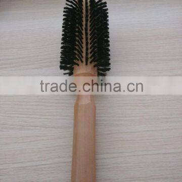 Personalized wooden round handheld hair brush