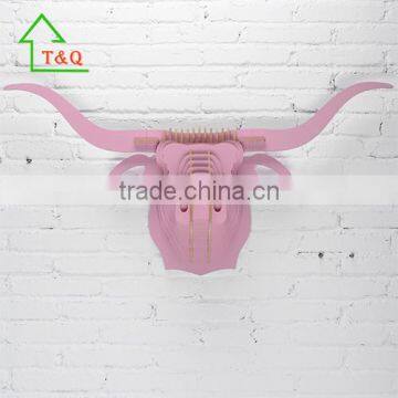 DIY Wooden Buffalo Animal Head 3D Wooden Wall Panel Home Decoration photo-6