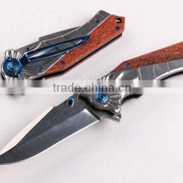 OEM outdoor pocket hunting knife with wood