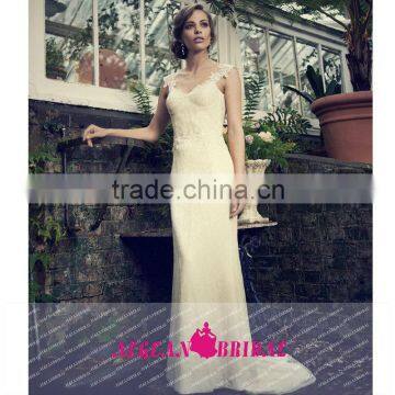 GS32 Sexy Sweetheart Backless Wedding dress 2015 Lace Cap Sleeve Mermaid Floor Length Vestidos De Noiva Curtos