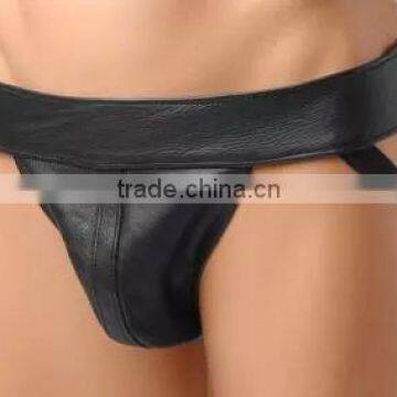 100% Lamb Leather dual padded leather jock Fetish Men's underwear