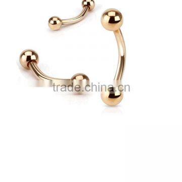 Rose Gold Plate Eyebrow Curved Barbell Body Piercing Jewelry