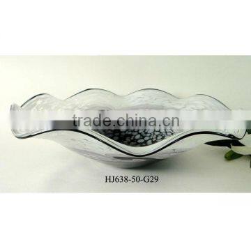 Decorative Glass Plate in White and Black