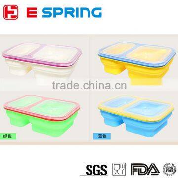 High Quality 2 Layer Silicone Food Container Lunch Box Dinner Plate Sets