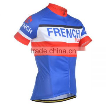 Men short sleeve 100% polyester cycling jersey with sublimation