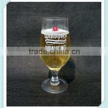 Real gold color logo glass beer goblet thickness goblet beer glass with high quality