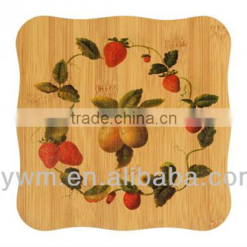 High quality Eco - friendly Square Flower Home Package Bamboo Wooden Drink Coaster