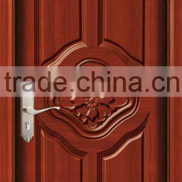 walnut color solid wooden door raise molding decoration