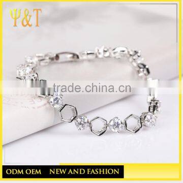 Factory price wholesale cubic zirconia silver bracelet 925 sterling silver jewelry for women
