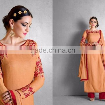 Snazzy Light Rust Georgette Palazzo Churidar Suit/fancy designer suit