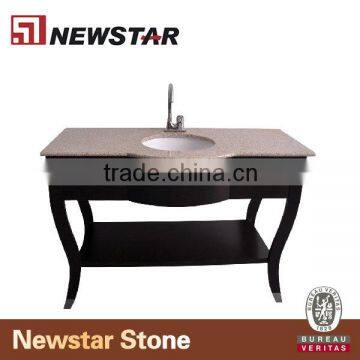 Solid wood hotel bathroom vanity base with granite countertop