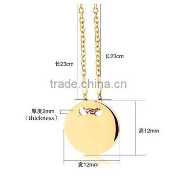 316L Stainless Steel Flat Gold Round Pendant 18ct Gold Pendant photo-3