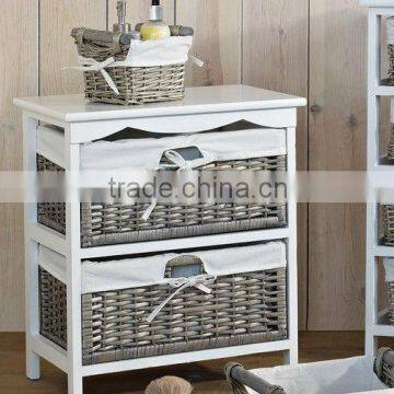 Grey split willow 2 drawer cabinet