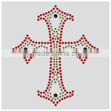 T14050020 Light Siam Cross Rhinestone Motif for T-shirt