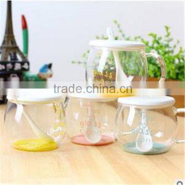 High Borosilicate Material Creative Fruit Glass Cup With Ceramic Spoon and Lid for Restaurant photo-4