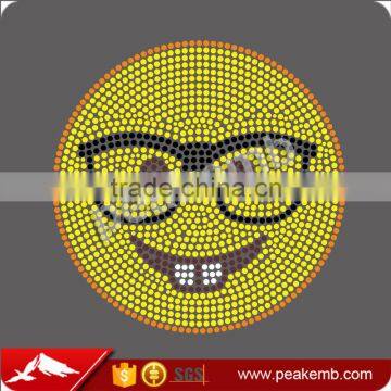 Hotsale 3D Glasses emoji rhinestone transfer on tops