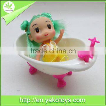 Cute mini doll set with common bathing pool for children