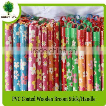 Wholesale wood mop handle PVC coated wooden color broom sticks