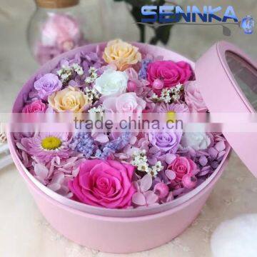 cheap Preserved flower Gift Box birthday gifts High Quality Fresh cut flowers red or pink