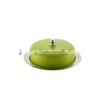 Round stainless steel butter dish