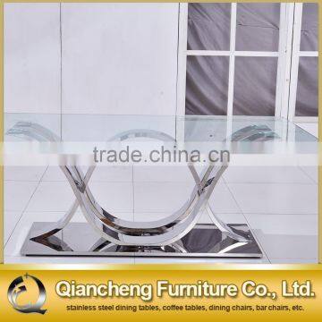 New Modle Tempered Glass Dining Room Stainless Steel Dining Table Set photo-5