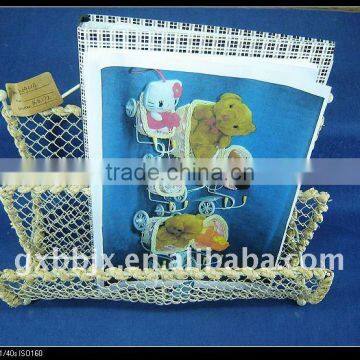 White wire woven magazine&file storage holders&racks