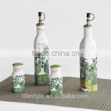Ceramic Sell Oil & Vinegar Set,Stoneware With Decal photo-4
