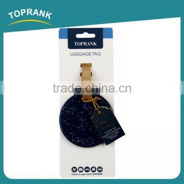 Toprank OEM Wholesale Custom Gift Round Shaped Suitcase Name Tag Embossed Travel Leather Pu Luggage Tag photo-2