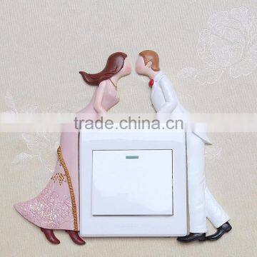 Wedding Theme Relief Wall Decor Resin Switch Sticker for Sale photo-2