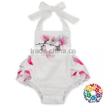 Summer Clothes Baby Girl's Floral Print Ruffles Romper photo-3