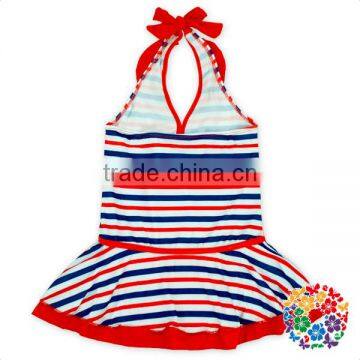 Baby One Pieces Swimsuit Red Stripe Beach Wear Ruffle Swimwear Kids Girl photo-6