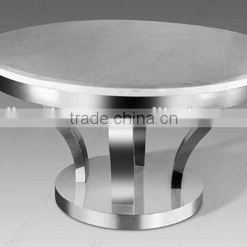 Chrome stainless steel metal end side table base with marble top