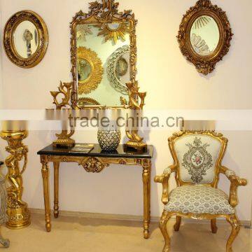 Square Marble Top Handmade Baroque Corner Console Table photo-2