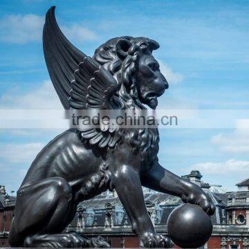 animal metal bronze garden life size winged lion statue for sale