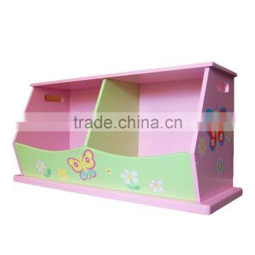 New Girls' Wooden Hand Painted Pink Flower Double Stacking Toy Storage Box Bench photo-3