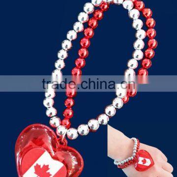 Independence day custom led flashing light up beads stretchable flag printed bracelet